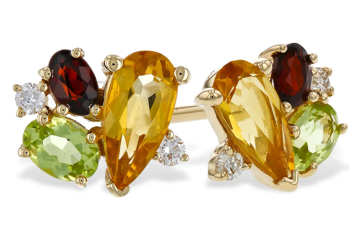 Semi-Precious Stone Earrings in yellow gold