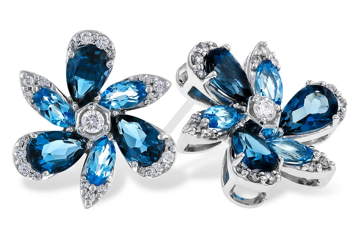 Blue Topaz Earrings in white gold