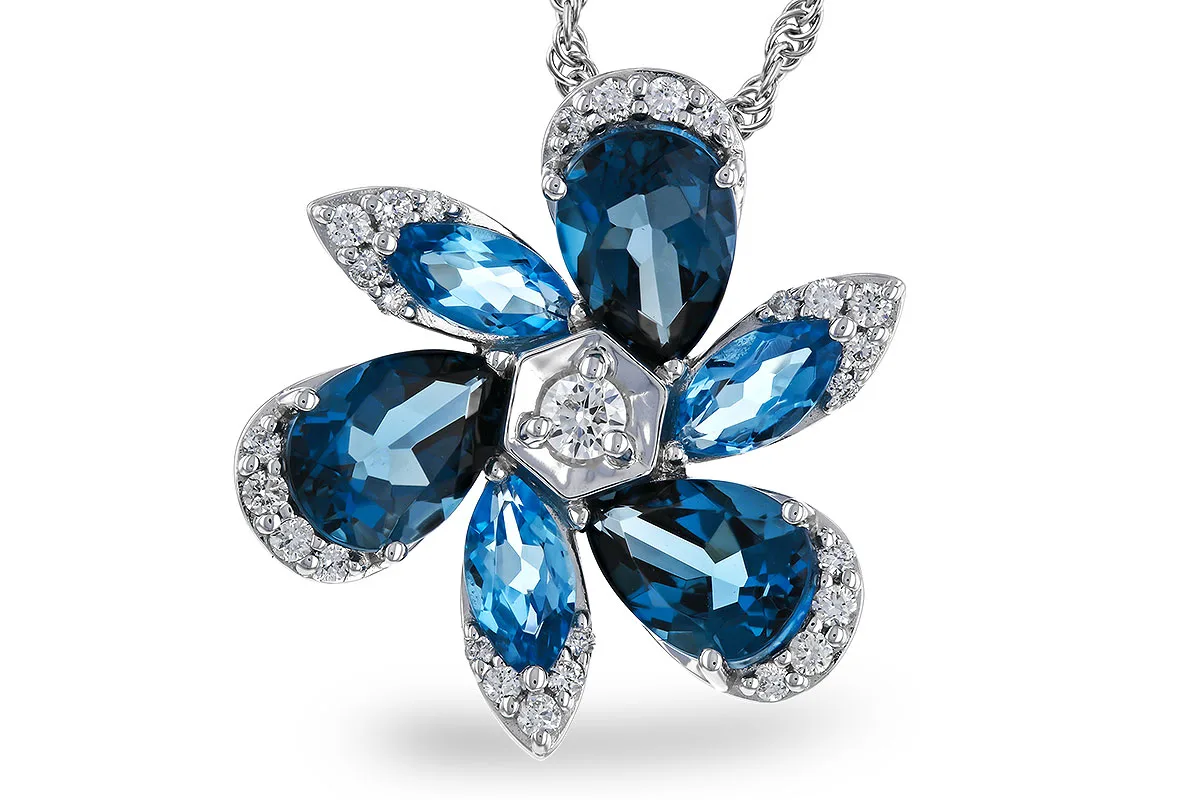 Blue Topaz Necklace in white gold