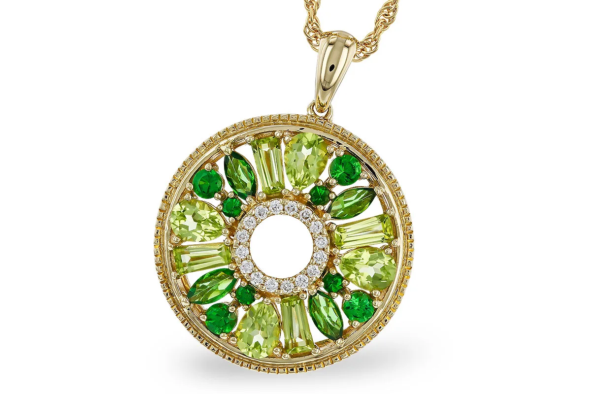 Semi-Precious Stone Necklace in yellow gold