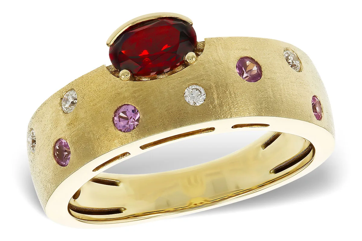 Multi-Color Gemstone Ring in yellow gold
