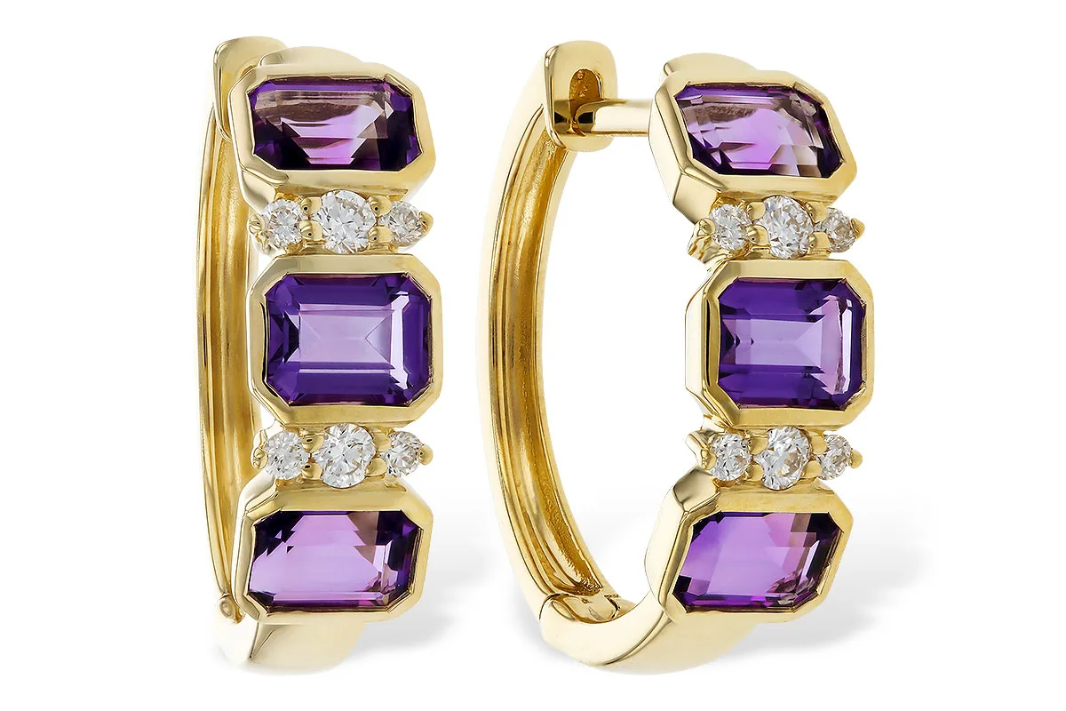 Amethyst Earrings in yellow gold