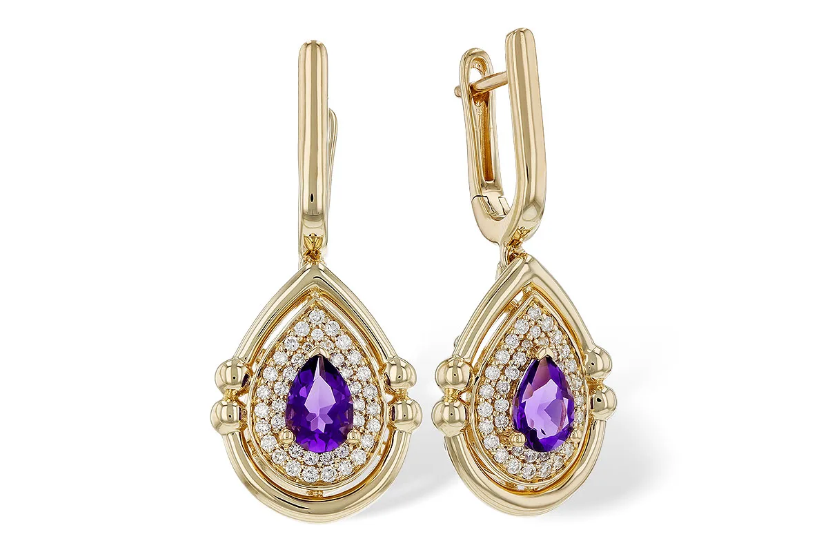 Amethyst Earrings in yellow gold