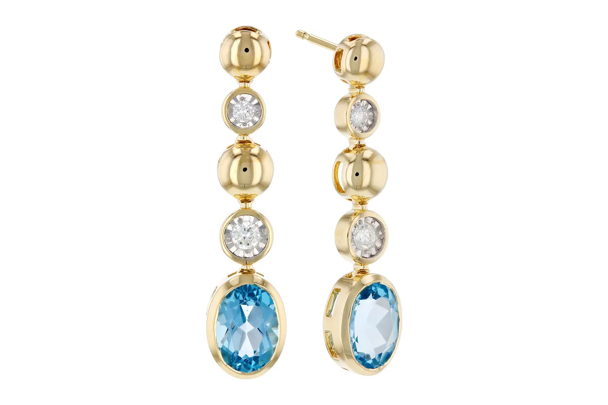 Blue Topaz Earrings in yellow gold