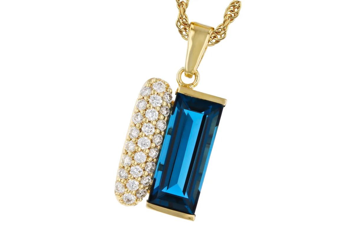 London Blue Topaz Necklace in yellow gold