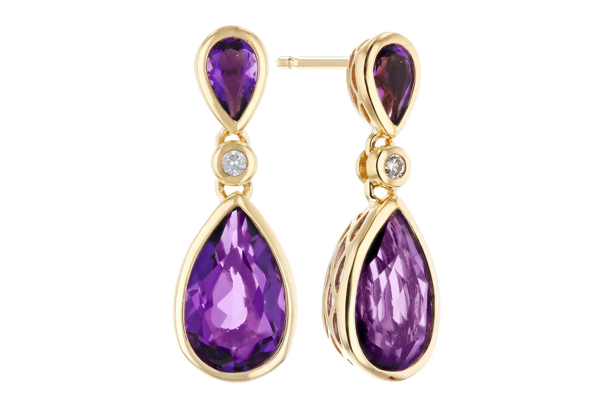Amethyst Earrings in yellow gold