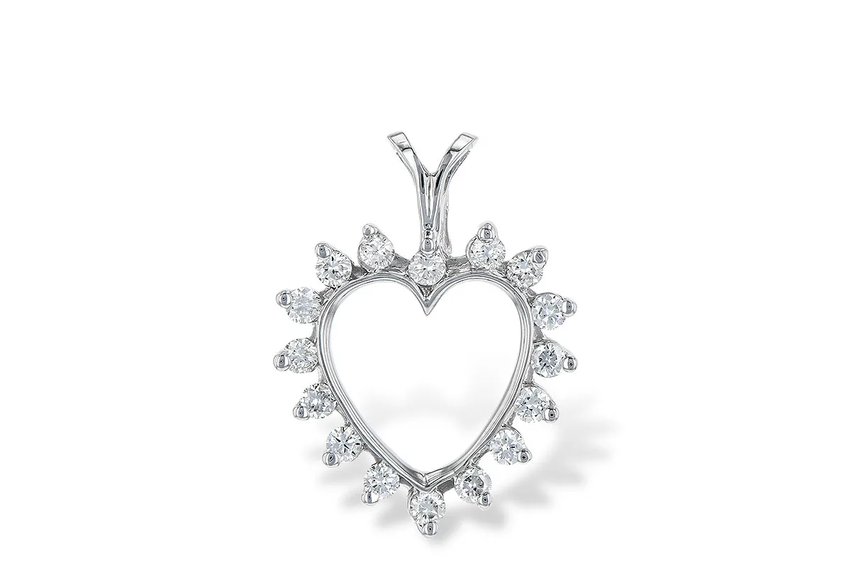 Diamond Heart Pendant in white gold