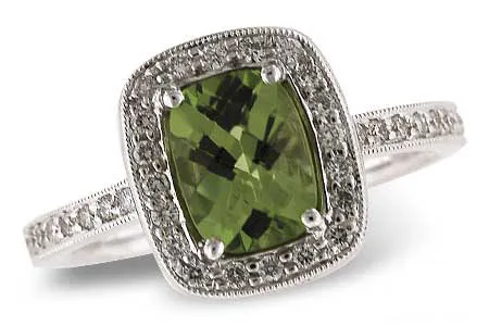 Diamond & Peridot Ring in white gold
