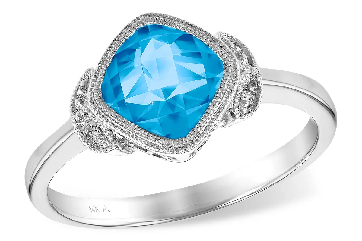 Blue Topaz Ring in white gold