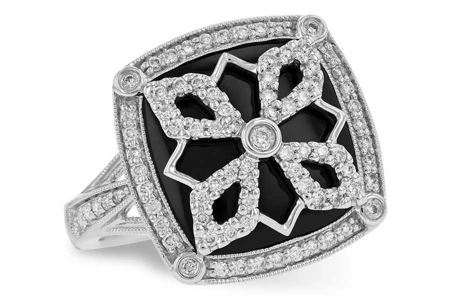 Diamond & Onyx Ring in white gold