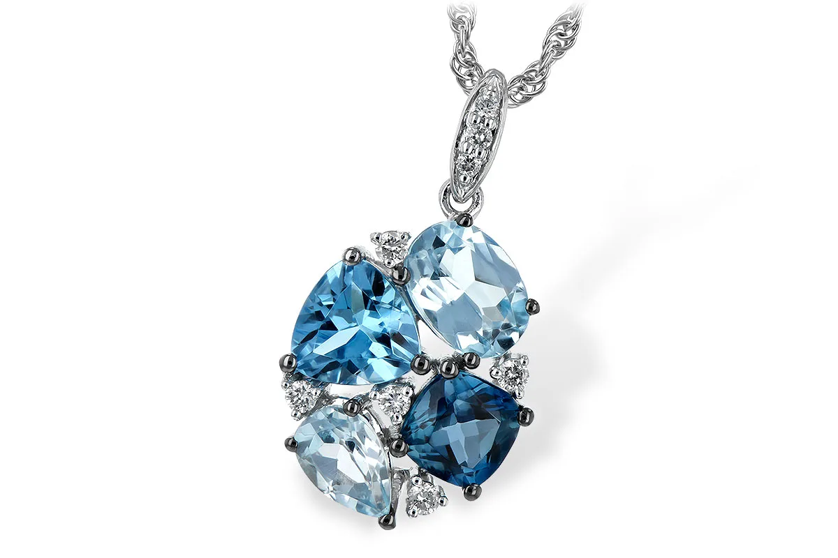 Blue Topaz Necklace in white gold