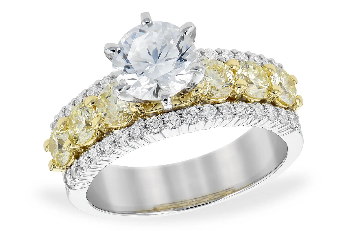 Diamond & Yellow Diamond Semi-Mount Engagement Ring in two-tone (reversed)