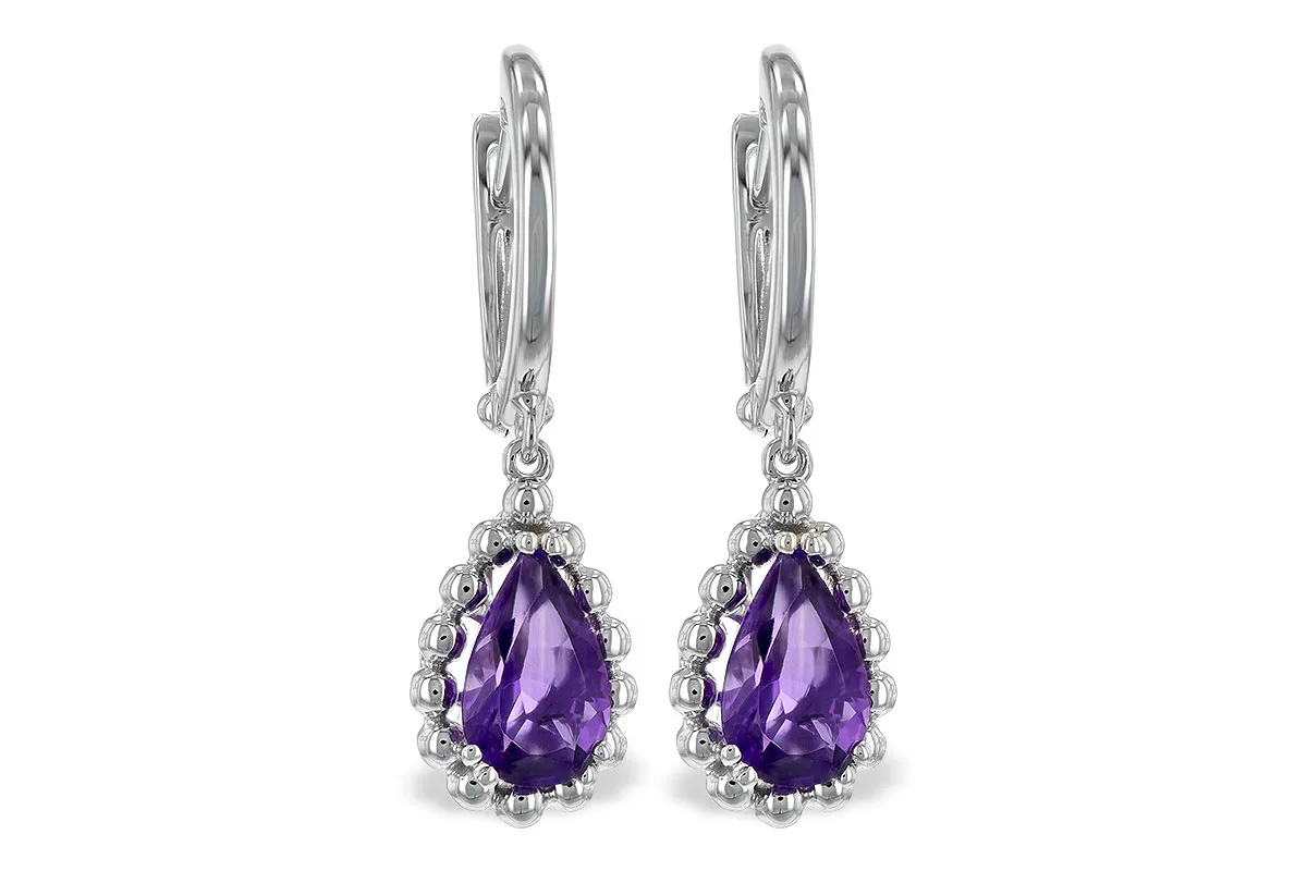 Amethyst Earrings in white gold