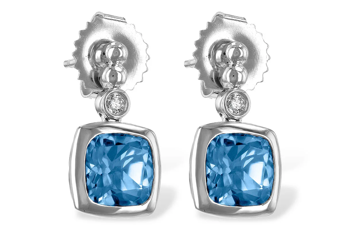 Blue Topaz Earrings in white gold