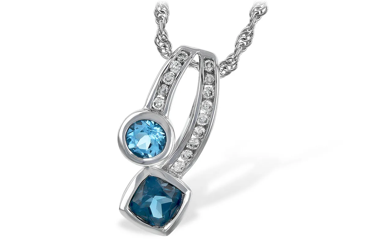 Blue Topaz Necklace in white gold