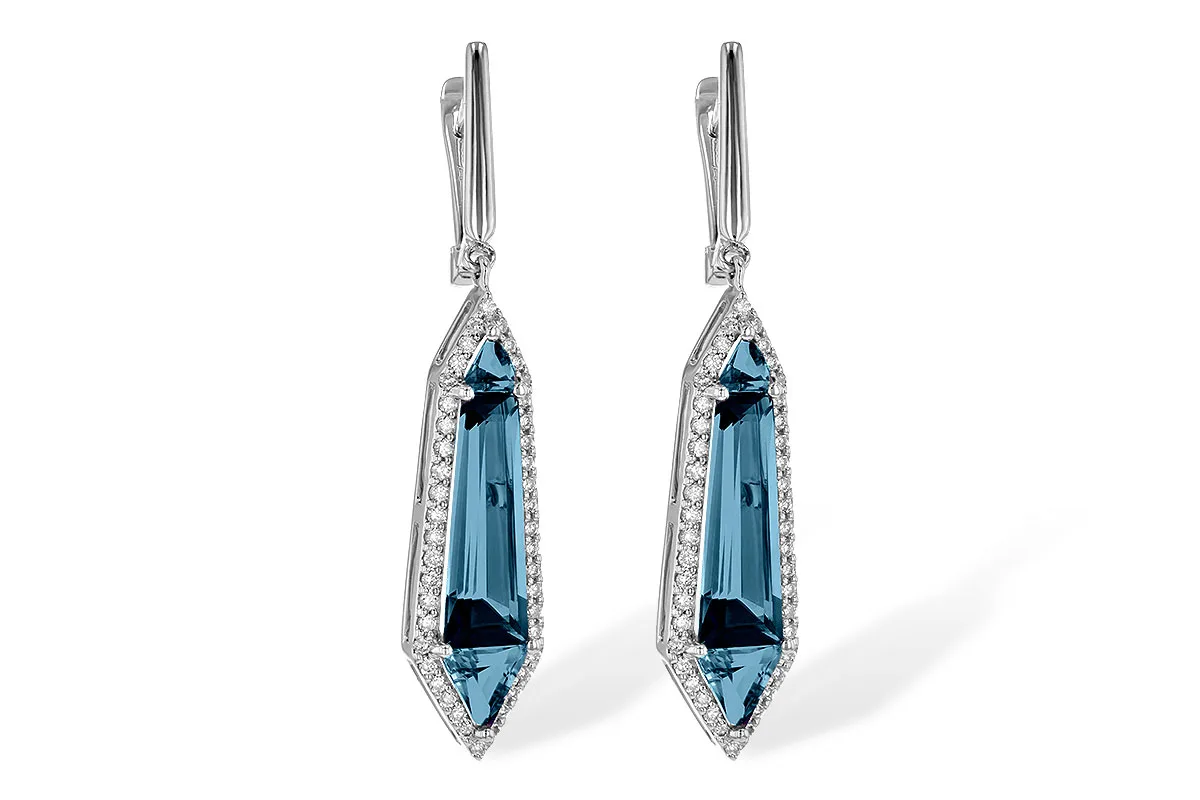 London Blue Topaz Earrings in white gold