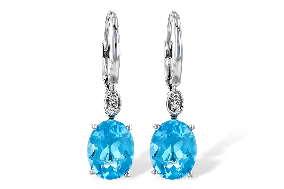 Blue Topaz Earrings in white gold