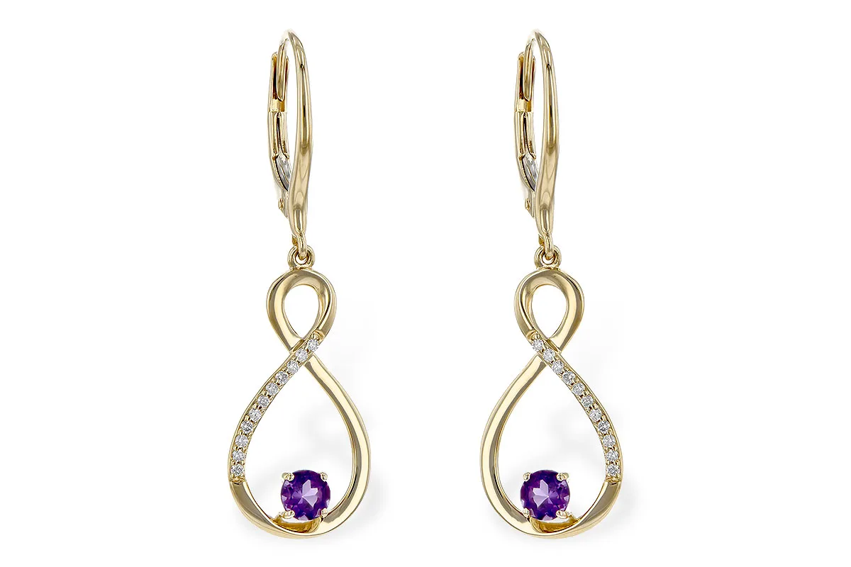 Amethyst Earrings in yellow gold