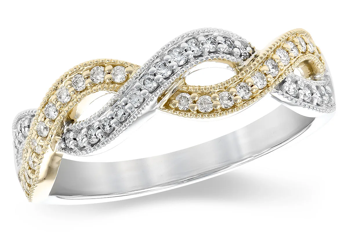 Diamond Wedding Band in yellow & white
