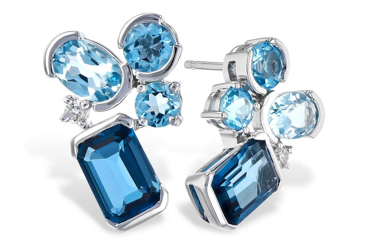 Blue Topaz Earrings in white gold