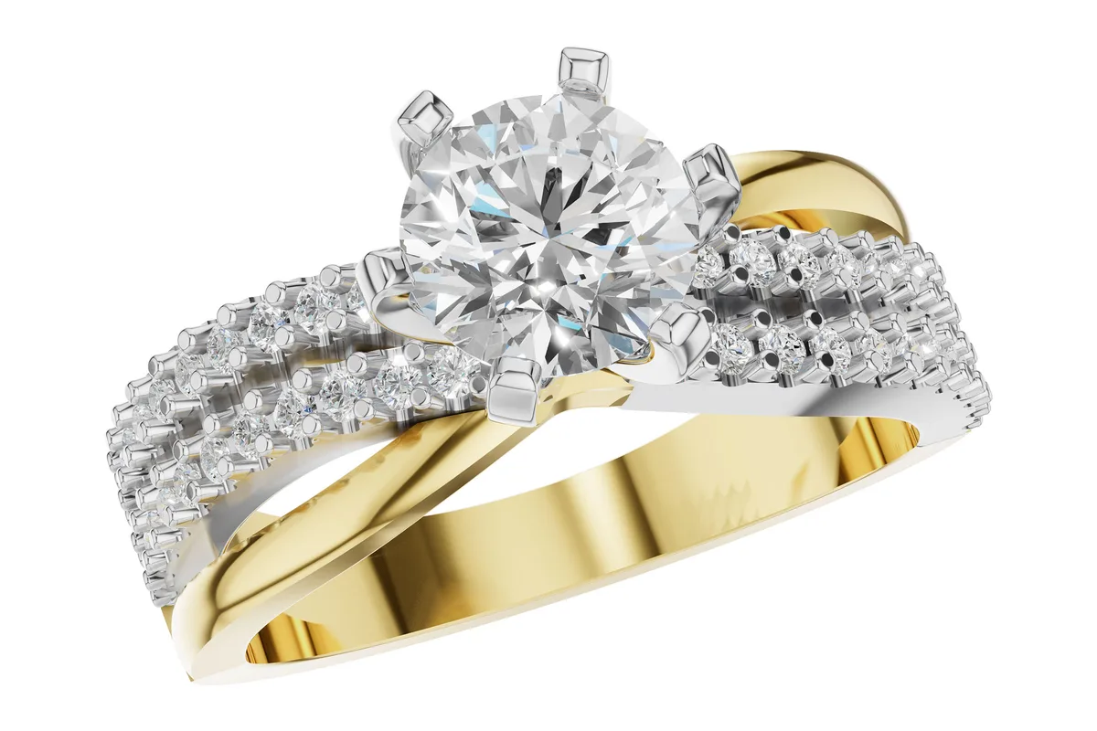 Diamond Semi-Mount Engagement Ring in yellow & white