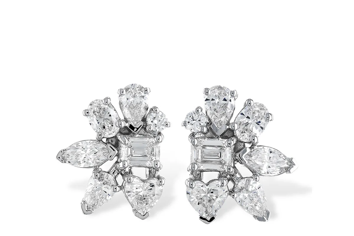 Fancy-Cut Diamond Earrings in white gold