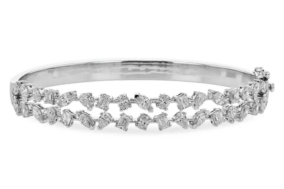 Fancy-Cut Diamond Bangle in white gold
