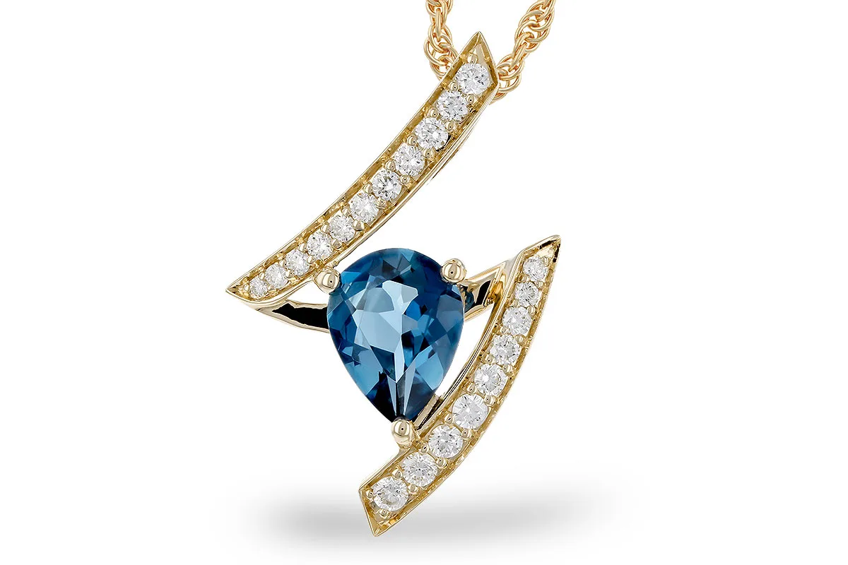 London Blue Topaz Necklace in yellow gold