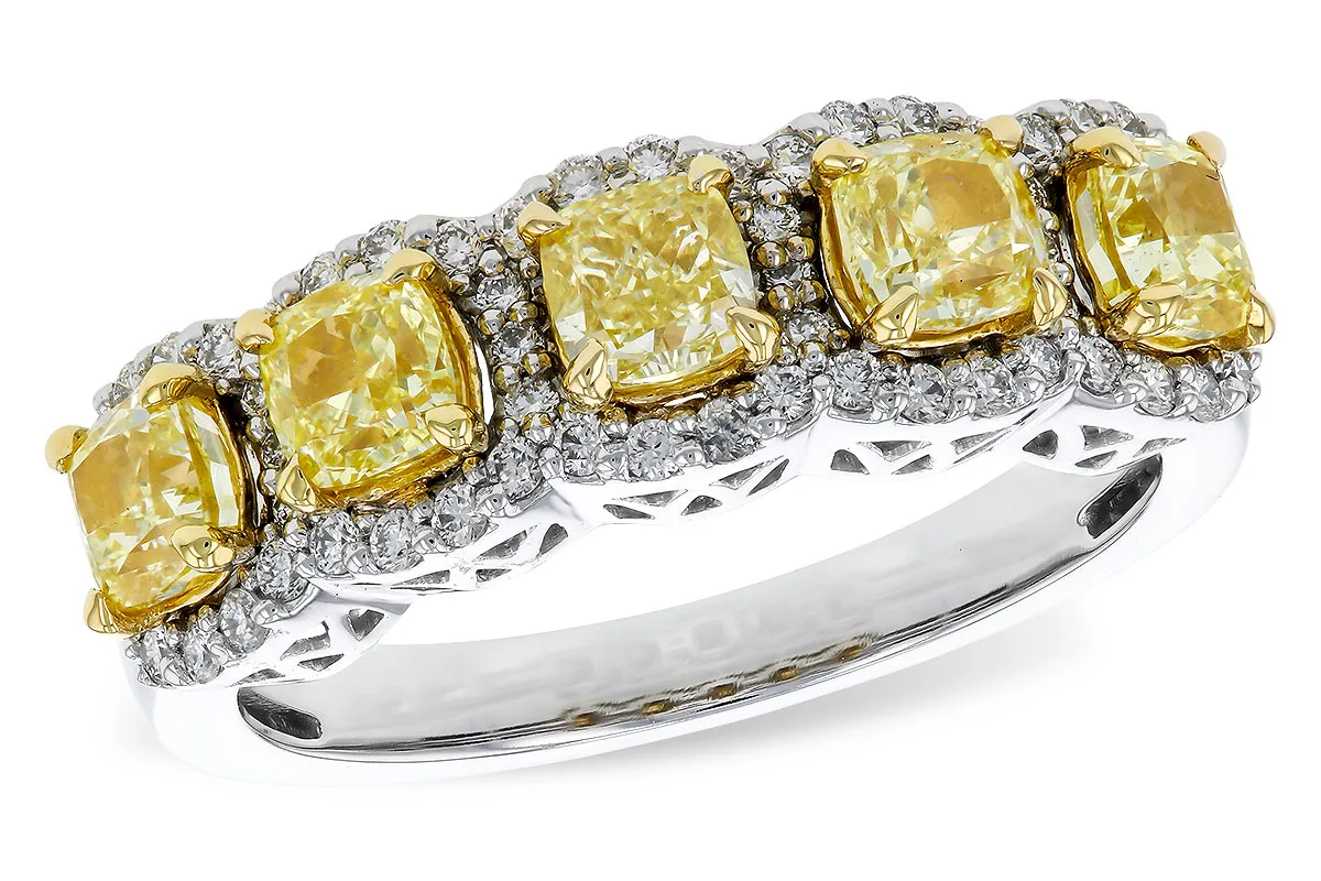 Yellow Diamond Fancy Wedding Band in yellow & white
