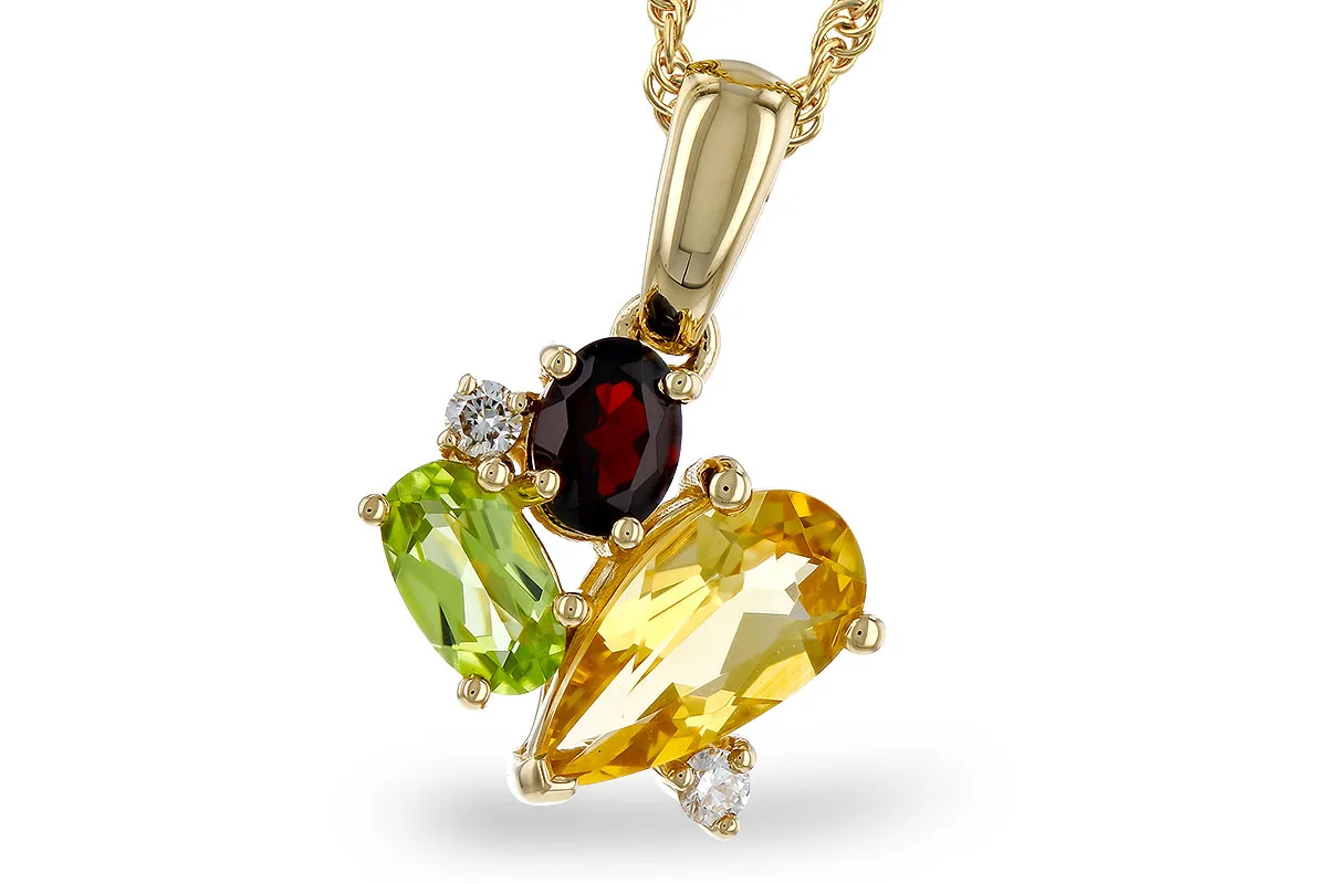 Semi-Precious Stone Necklace in yellow gold