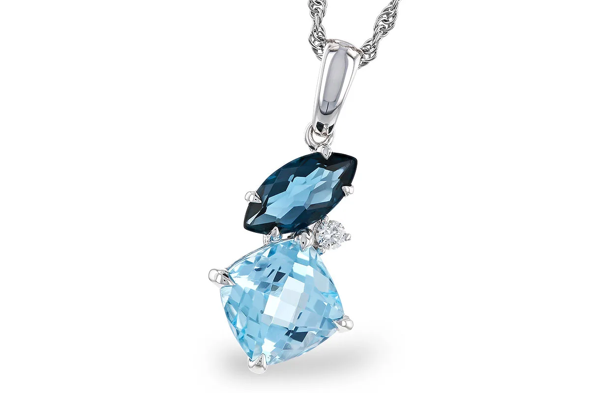 Blue Topaz Necklace in white gold