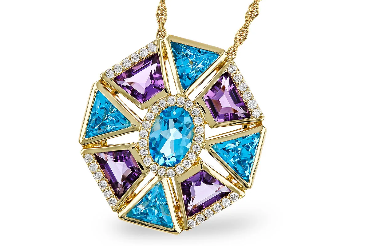 Semi-Precious Stone Necklace in yellow gold