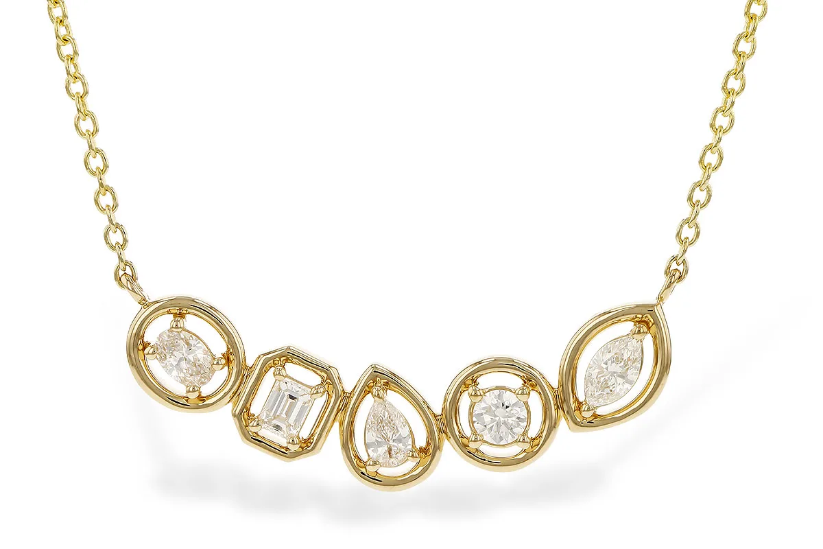 Fancy-Cut Diamond Necklace in yellow gold