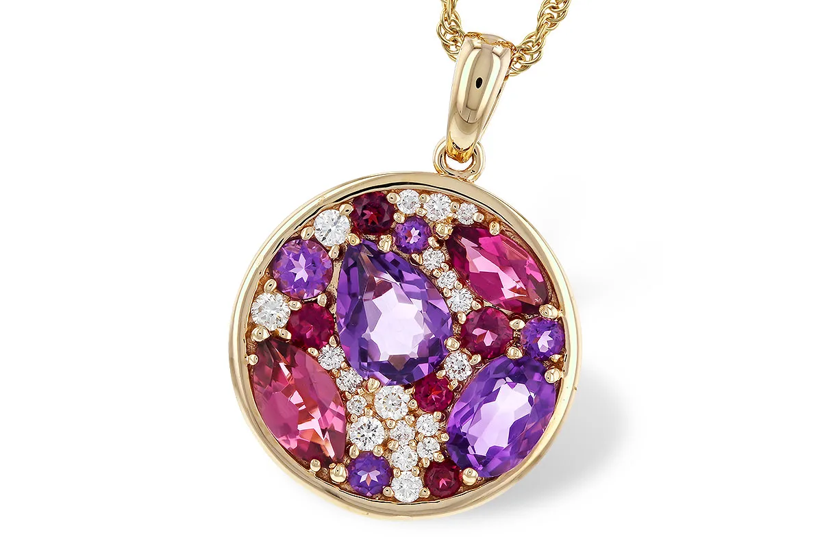 Semi-Precious Stone Necklace in yellow gold