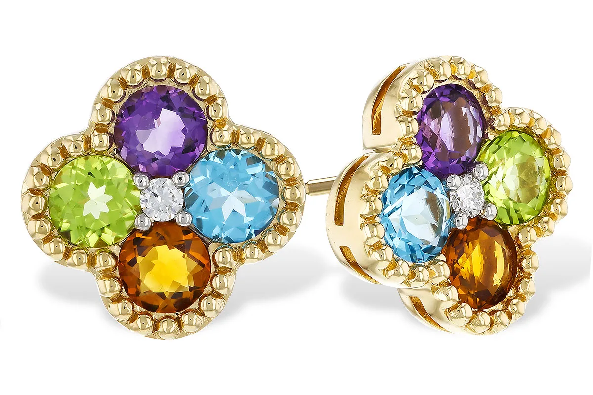 Semi-Precious Stone Earrings in yellow gold