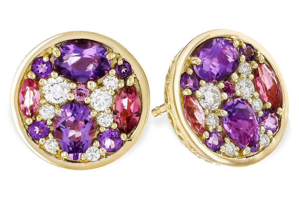Semi-Precious Stone Earrings in yellow gold