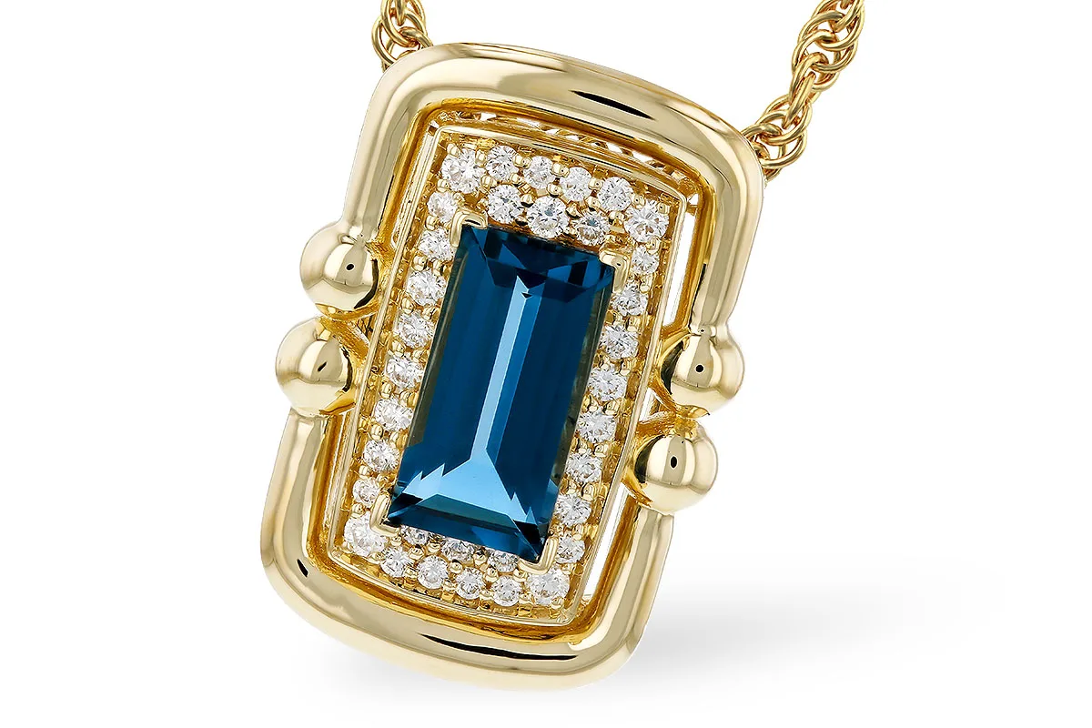 London Blue Topaz Necklace in yellow gold