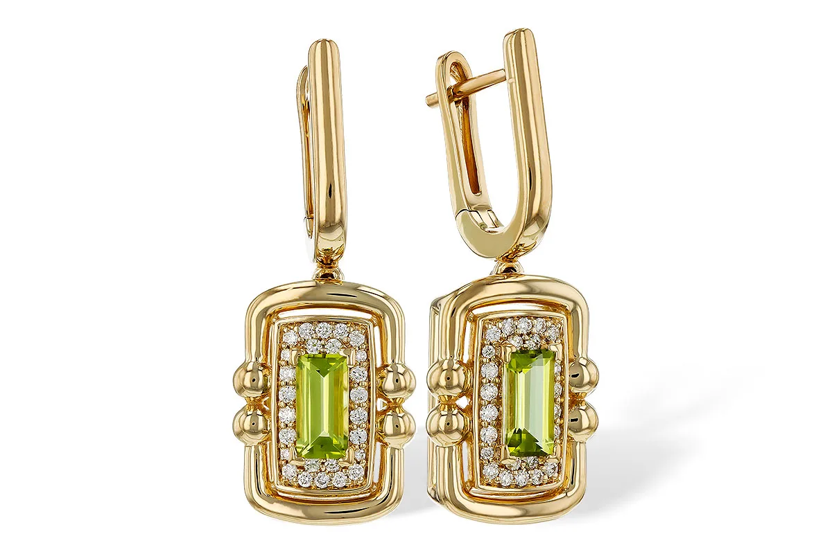 Peridot Earrings in yellow gold