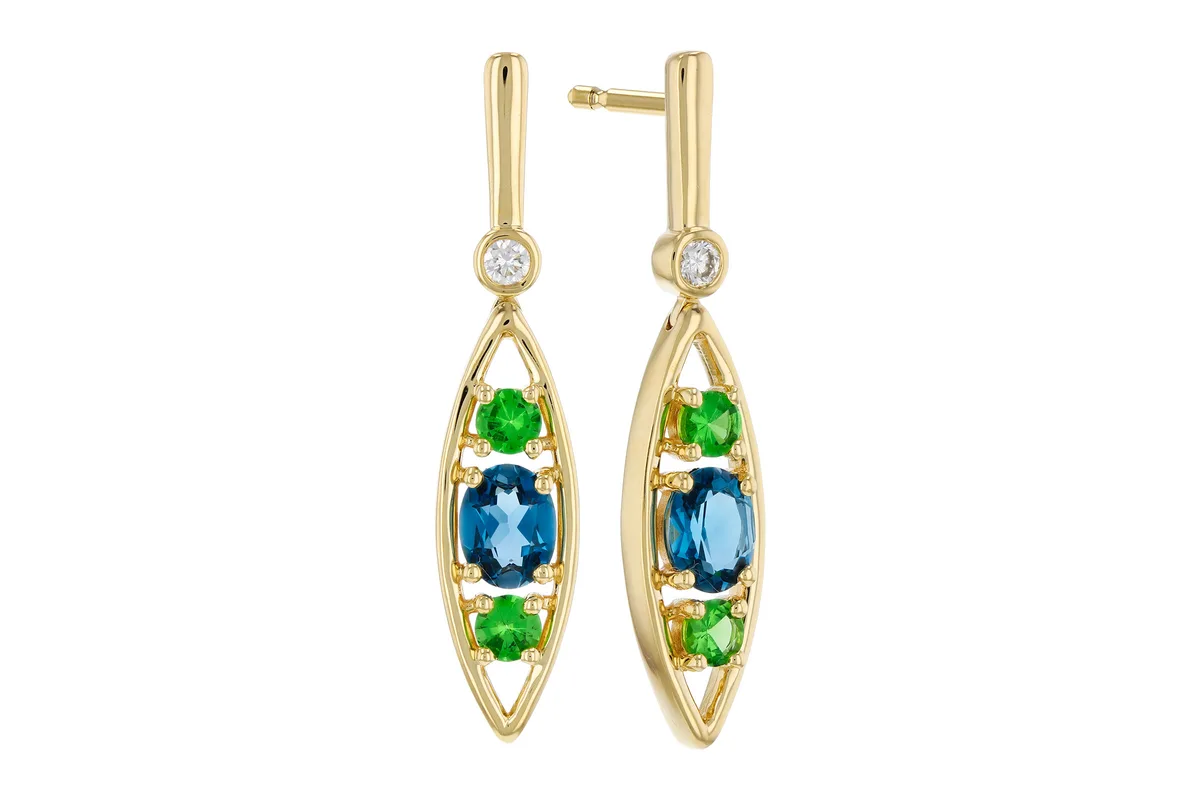 Semi-Precious Stone Earrings in yellow gold