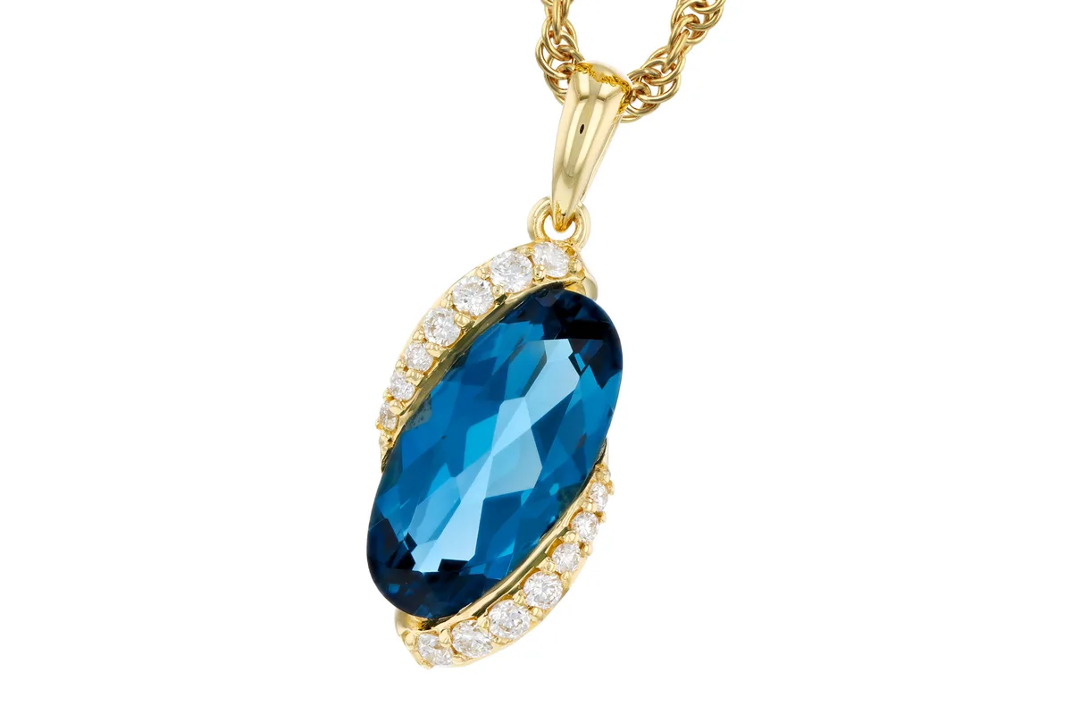 London Blue Topaz Necklace in yellow gold