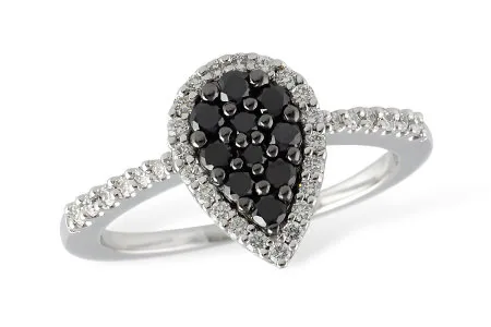 Diamond & Black Diamond Ring in white gold