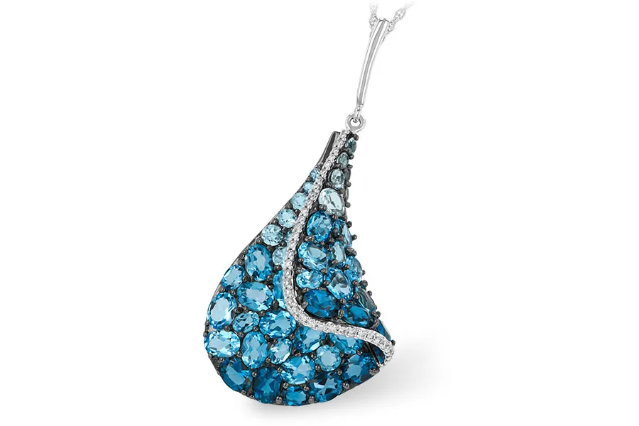 Blue Topaz Necklace in white gold
