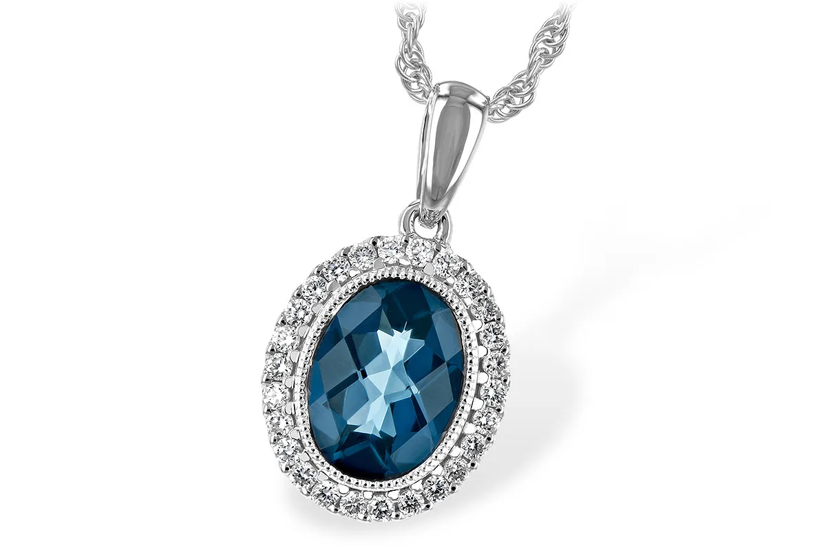 London Blue Topaz Necklace in white gold