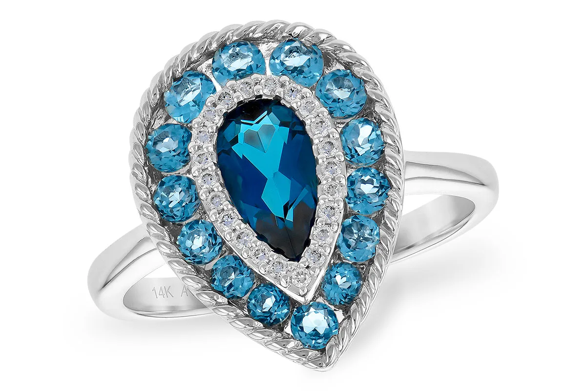Blue Topaz Ring in white gold
