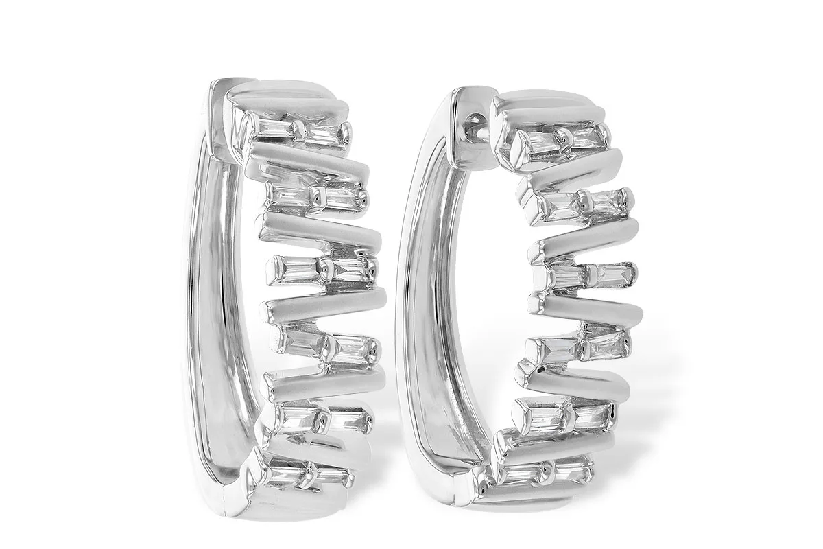 Baguette Diamond & Diamond Earrings in white gold