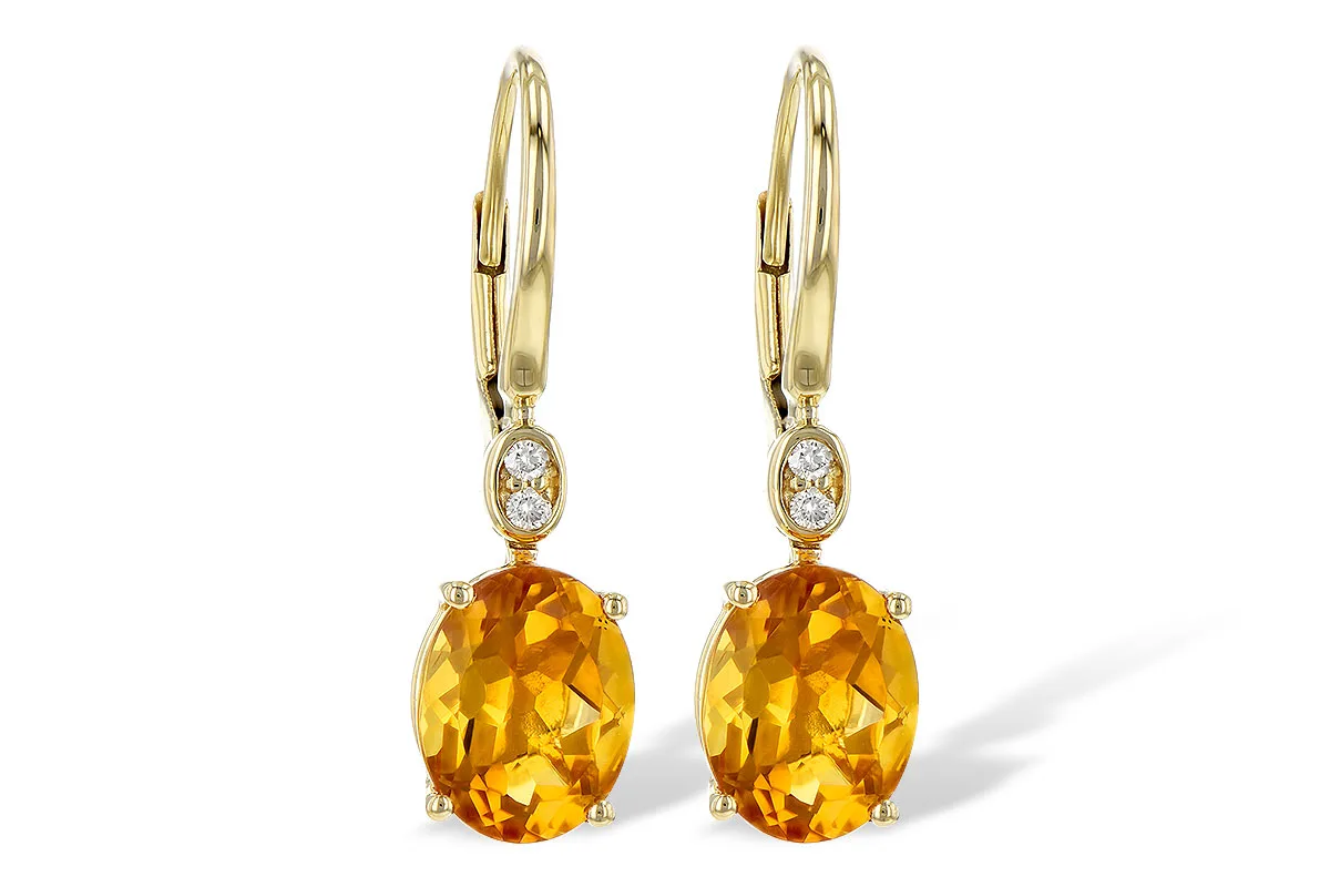 Citrine Earrings in yellow gold