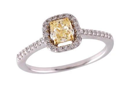 Diamond & Yellow Diamond Fancy Ring in two-tone (reversed)