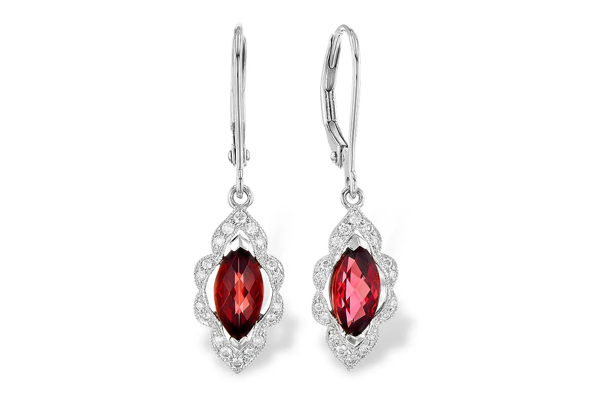 Garnet Earrings in white gold