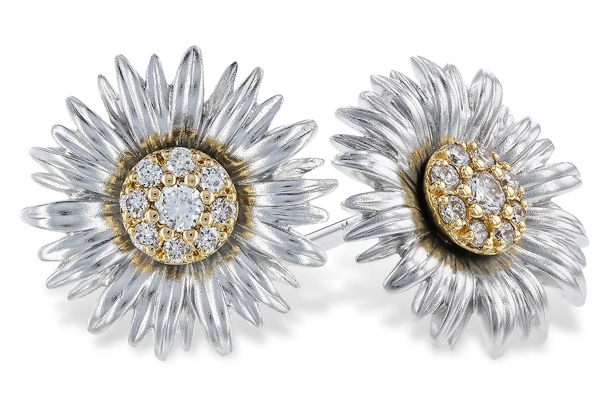 Diamond Earrings in yellow & white