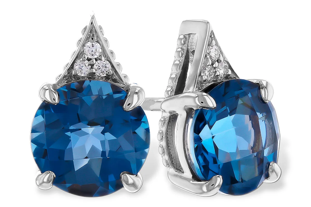 London Blue Topaz Earrings in white gold